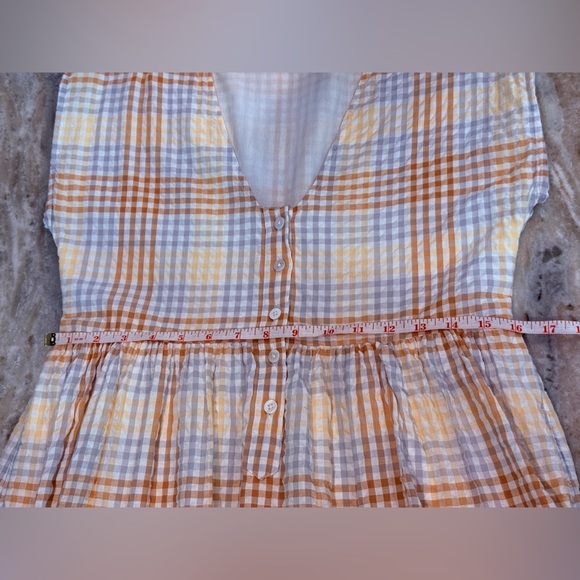 Women’s MADEWELL Cap-Sleeve Button-Front Mini Dress in Plaid- Size XS - Picture 5 of 11